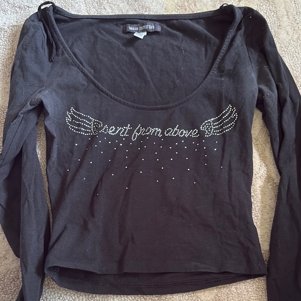 Urban Outfitters Black Embellished Fitted Blouse
